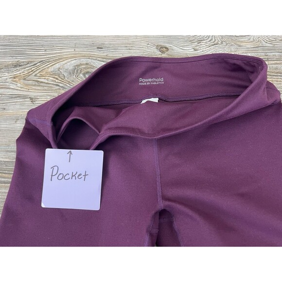 Fabletics Define Powerhold Cropped Leggings Sz Med Mid Rise Eggplant Purple Yoga - Picture 4 of 13